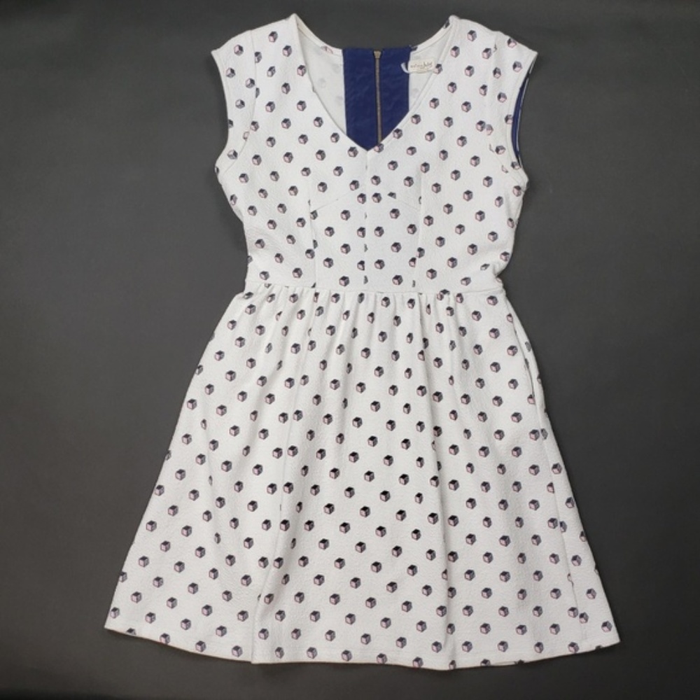 Maison Jules Cube Print Sleeveless Dress Pockets